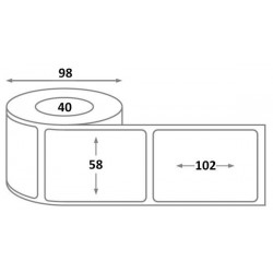 Étiquettes thermiques balance Digi 58 mm x 102 mm x 40 mm - rouleaux de 450 etiquettes - dimensions