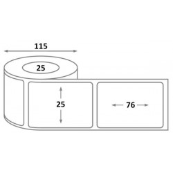 Étiquette adhésive 25 x 76 mm thermique TOP - mandrin ø25mm - dimensions