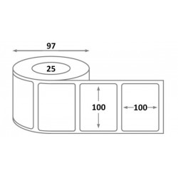 Etiquette Zebra 100 x 100 mm thermique, mandrin 25 - dimensions