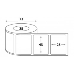 Étiquette adhésive 43 x 25 mm JAUNE - thermique - mandrin 25 mm, rouleau de 1000 etiquettes - dimensions